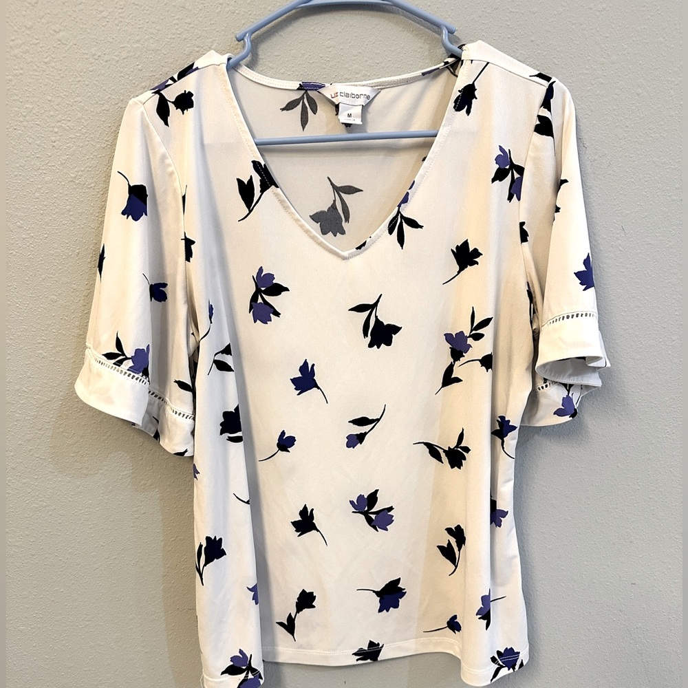 White Floral Liz Claiborne Blouse